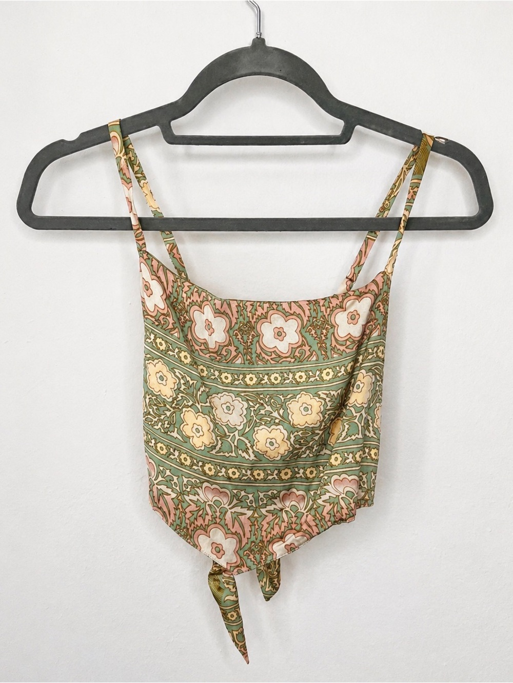Urban outfitters Floral Tie-Front Cami in Green & Peach size M